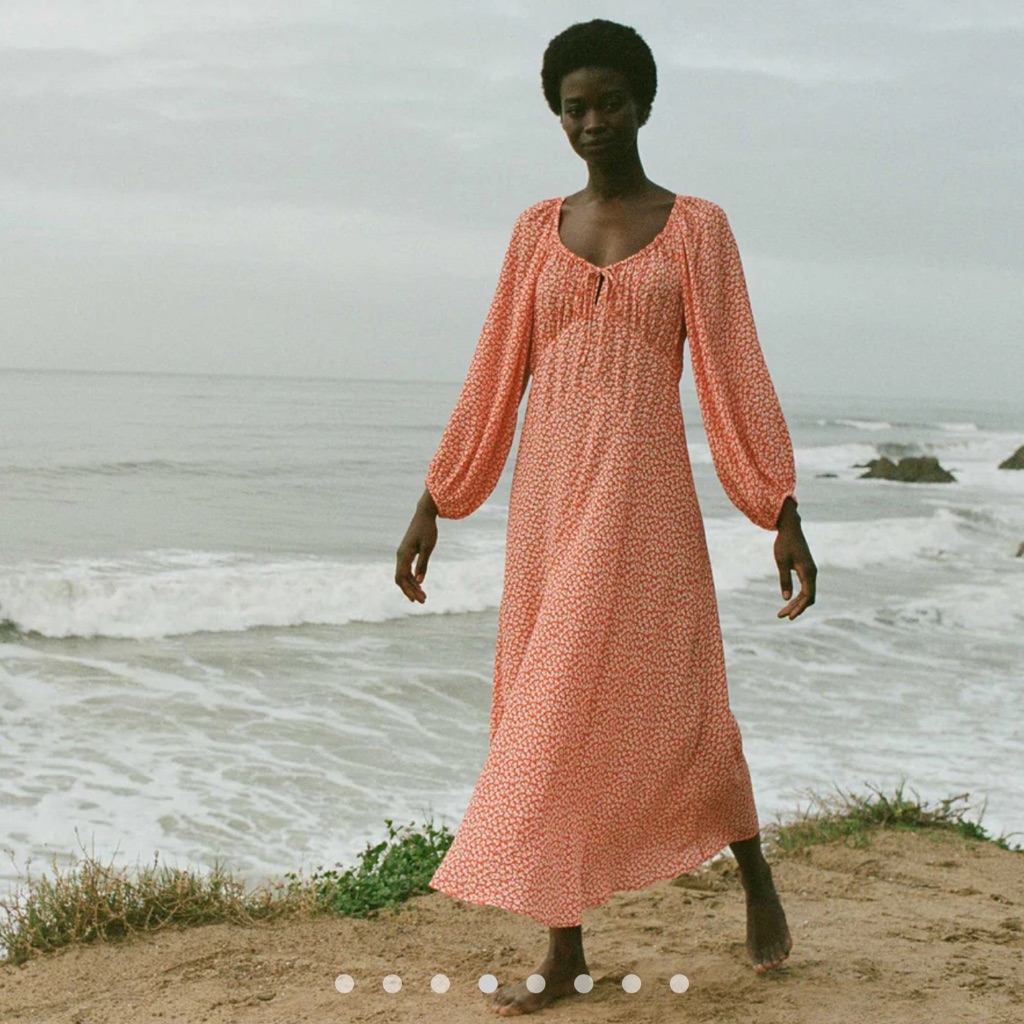 Doen Coral Printed Long Sleeve Maxi Dress